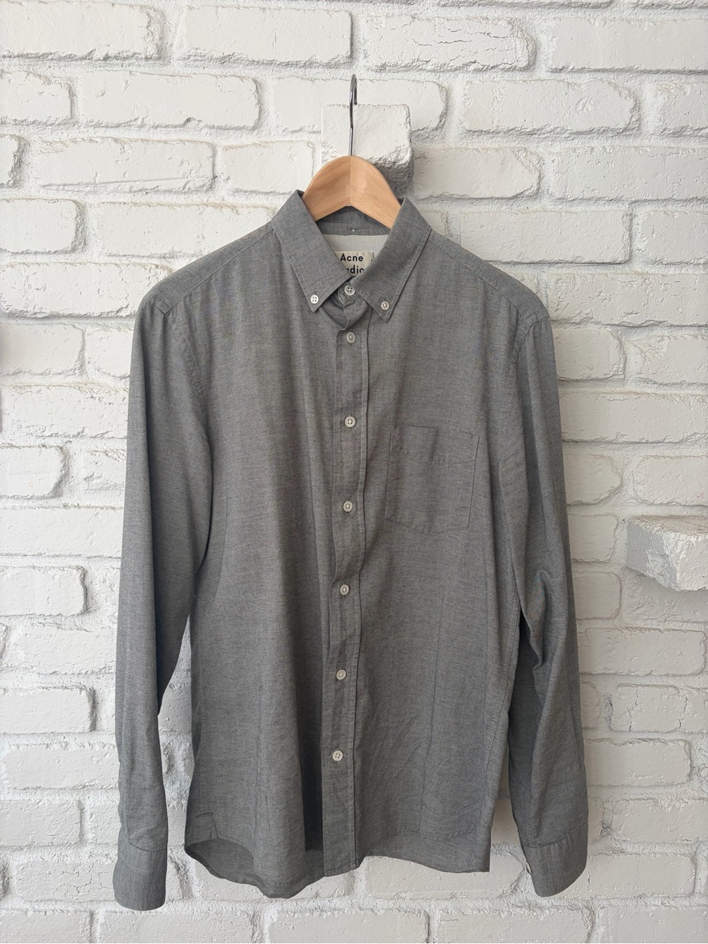 Acne Light Gray Button-Down Oxford Shirt
